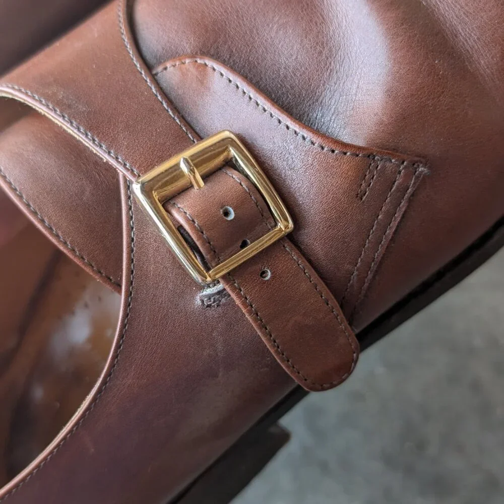 Finsbury Beckett Brown Leather Single Monk Strap Dress Shoes size 10